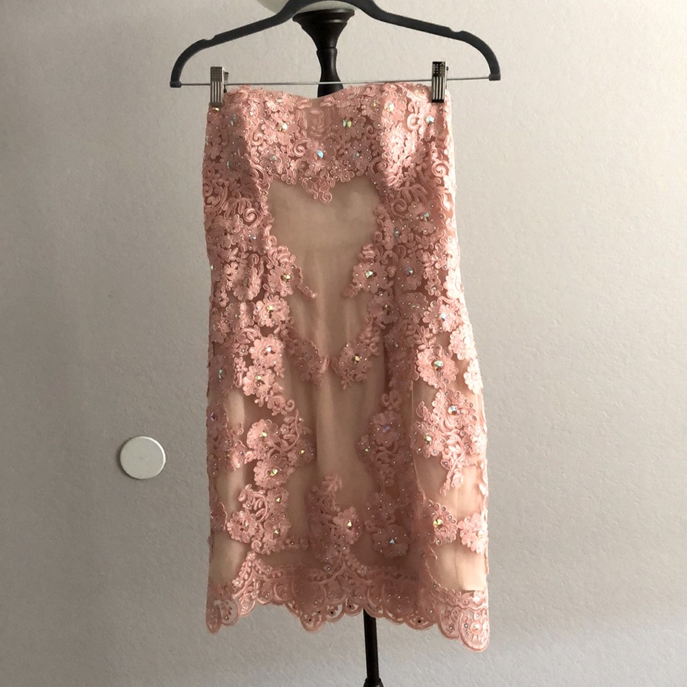 Clarisse pink/nude sequin dresss.